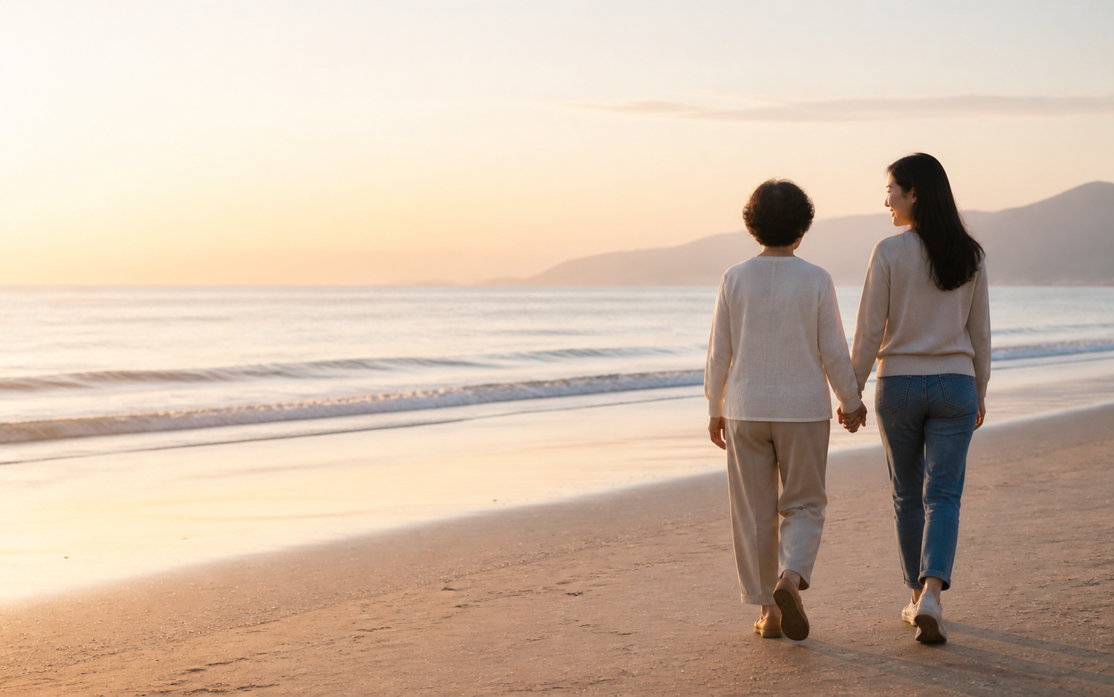 A mother and daughter walking the shore, a memory kept by Earthory